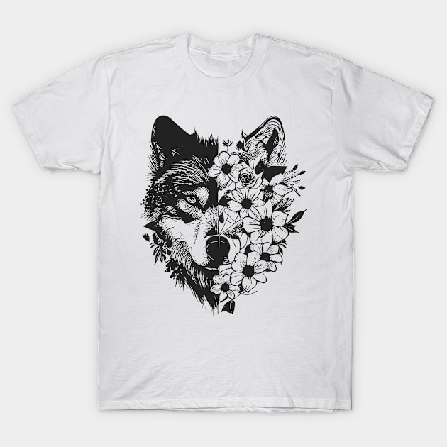 floral wolf T-Shirt by ralfjohnson